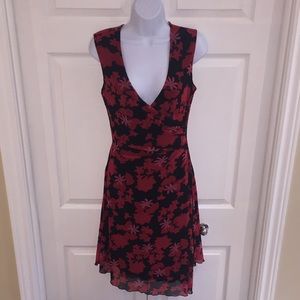 Zokai Red & Black Floral Sleeveless Midi Dress Size Medium